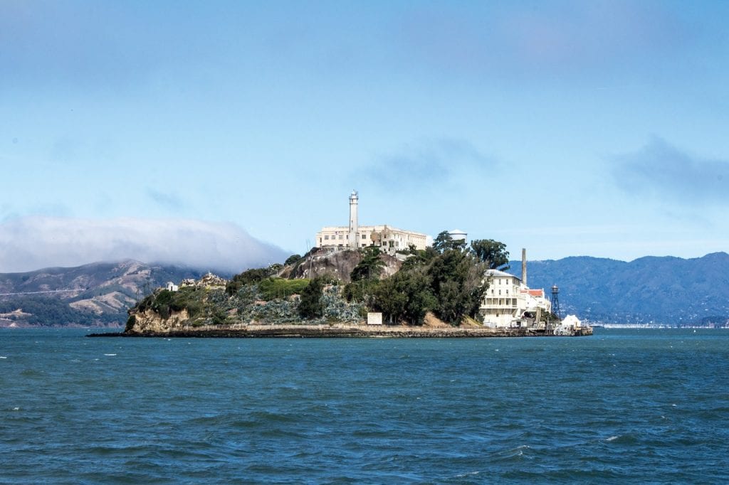 Alcatraz in San Francisco, California Bay for Halloween trip destinations. 