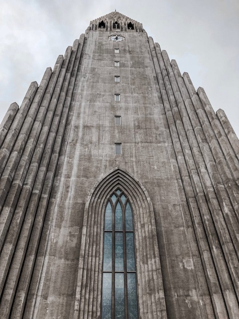 A close up image of Reykjavik's Hallgrímskirkja Church in Iceland. 