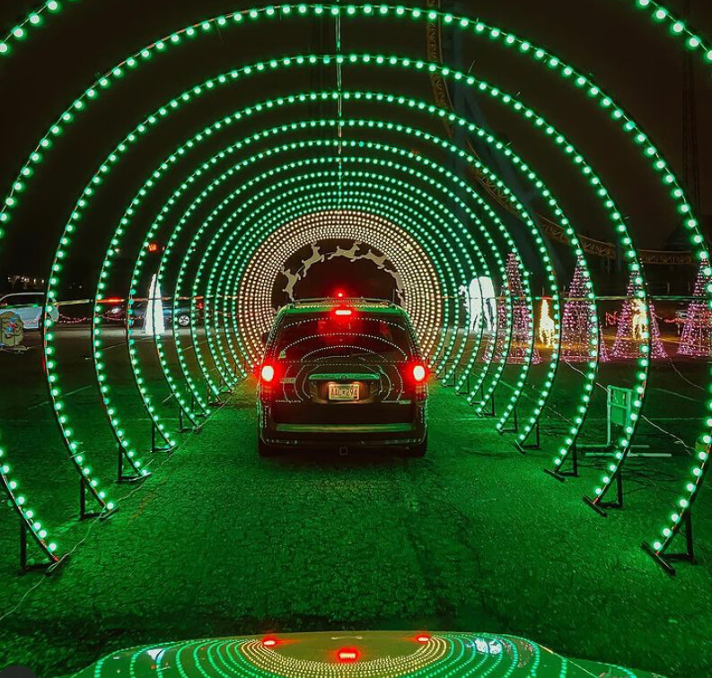 winter activities in Minnesota at Valley Fair driving lights show 