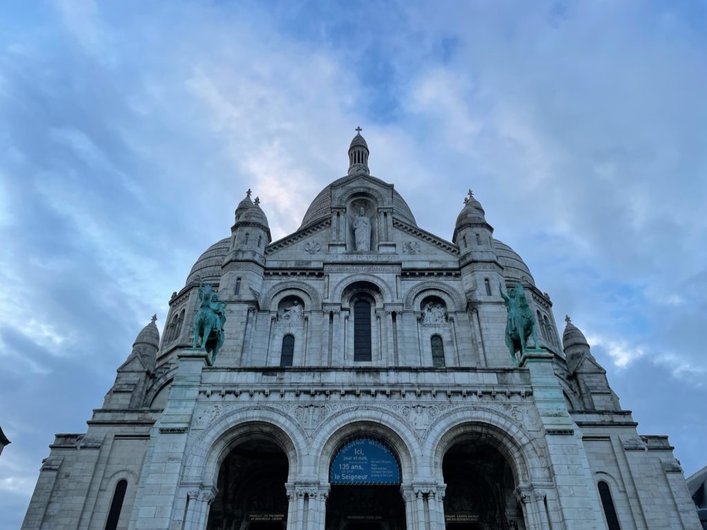 a downward angle of Sacre-Coeur Basilica in Paris, France 