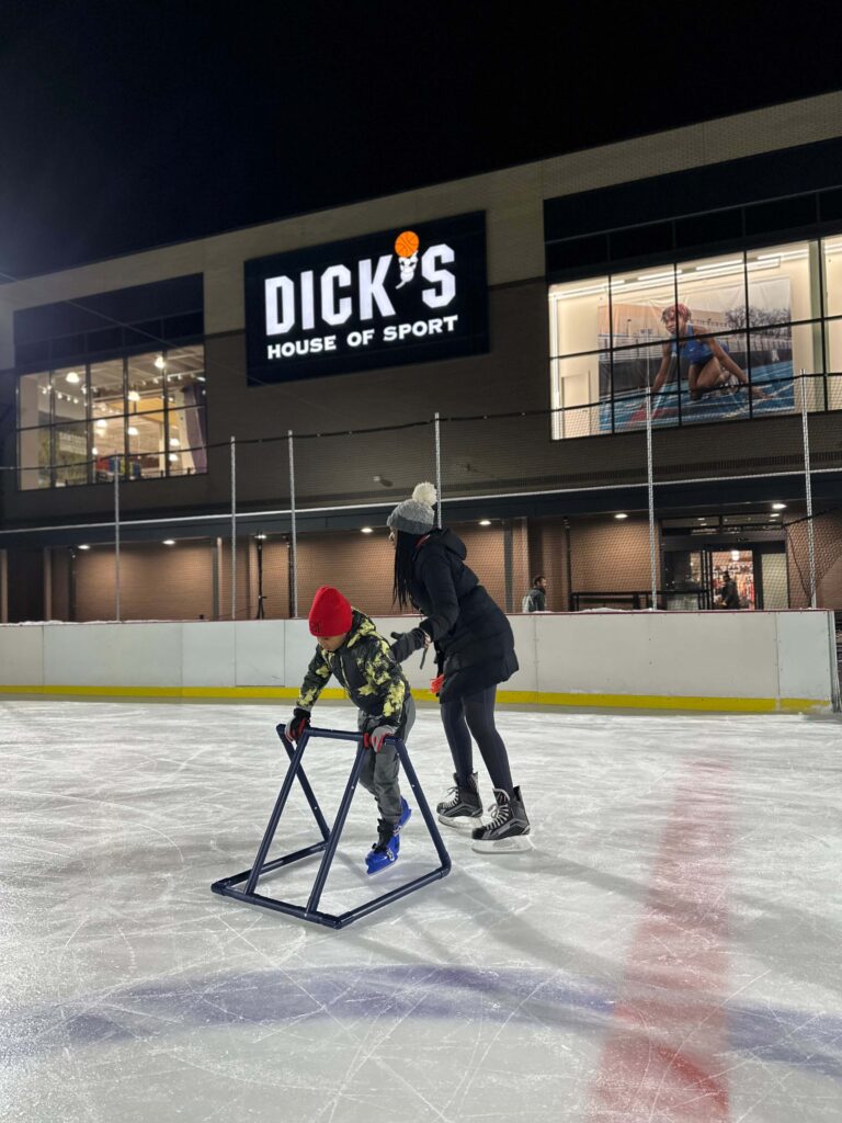 outside of Dick's House of Sport on the ice rink