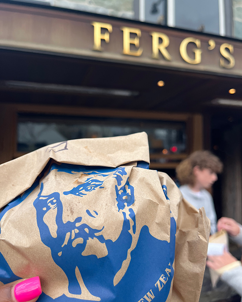 close up photo of Ferg's burger in Queenstown New Zealand