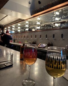 Wine glasses at a brewery Torst