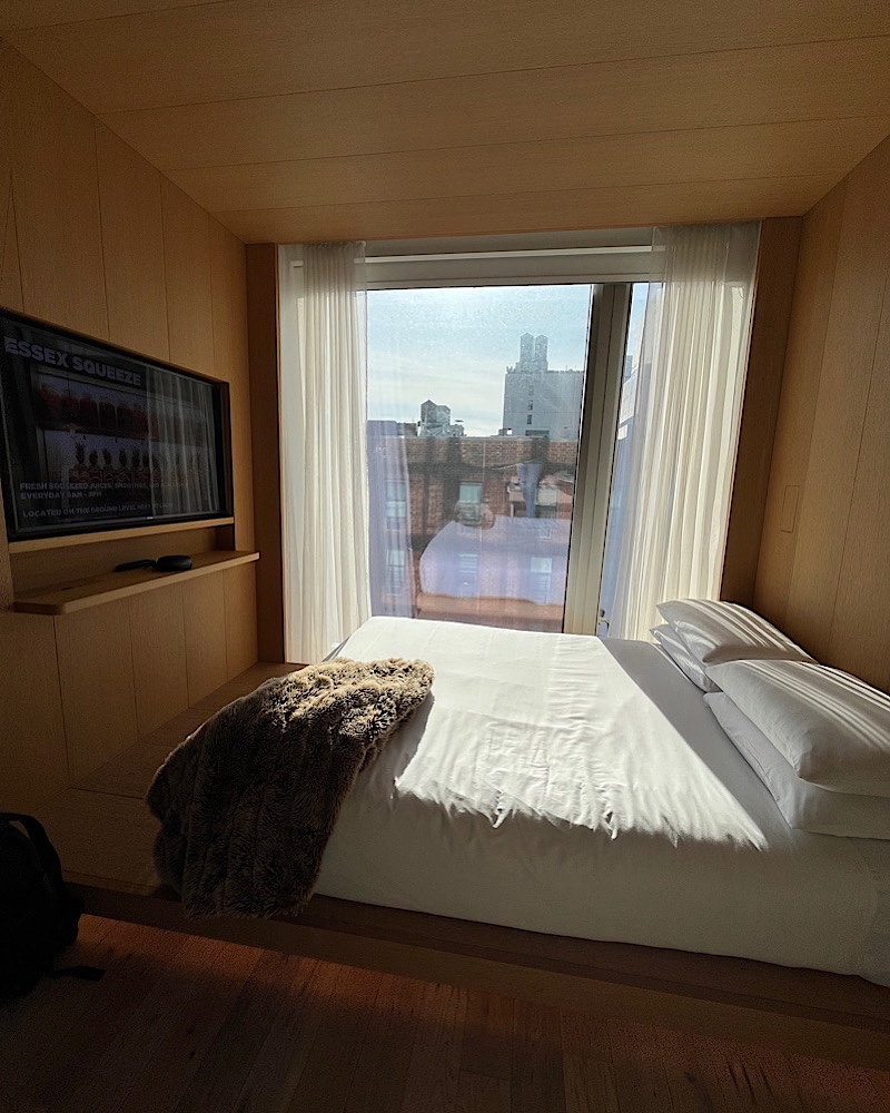 Photo of a hotel room at the Public Hotel in NYC 